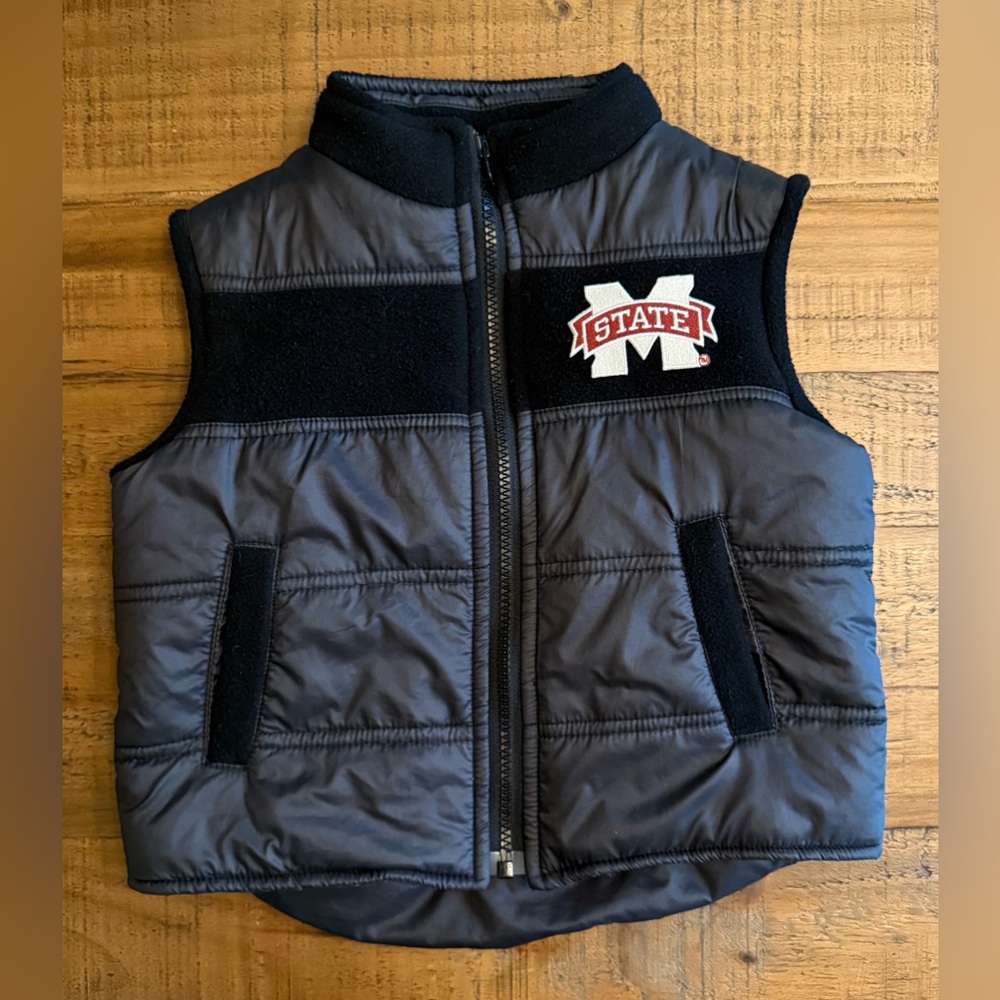 Mississippi State Boys Black Puffer Vest Size 2